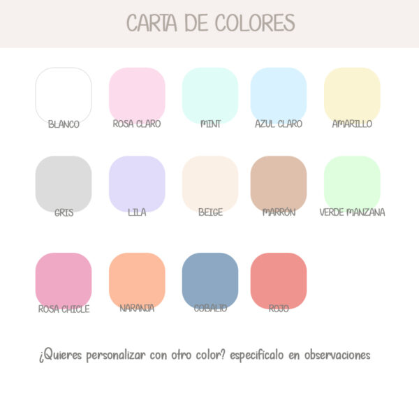 Carta de colores para los jabones personalizados