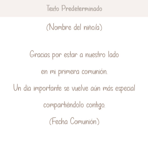 Texto predeterminado para los recordatorios de Primera comunión