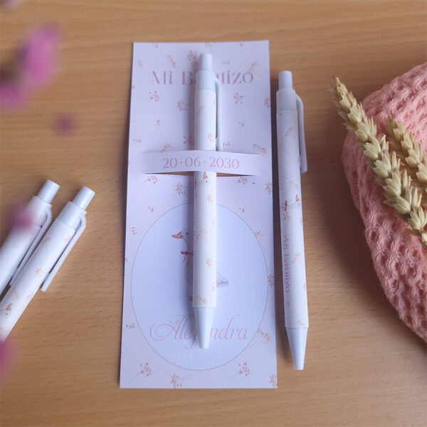 Bolígrafo personalizado con el diseño pequeña patita para bautizo