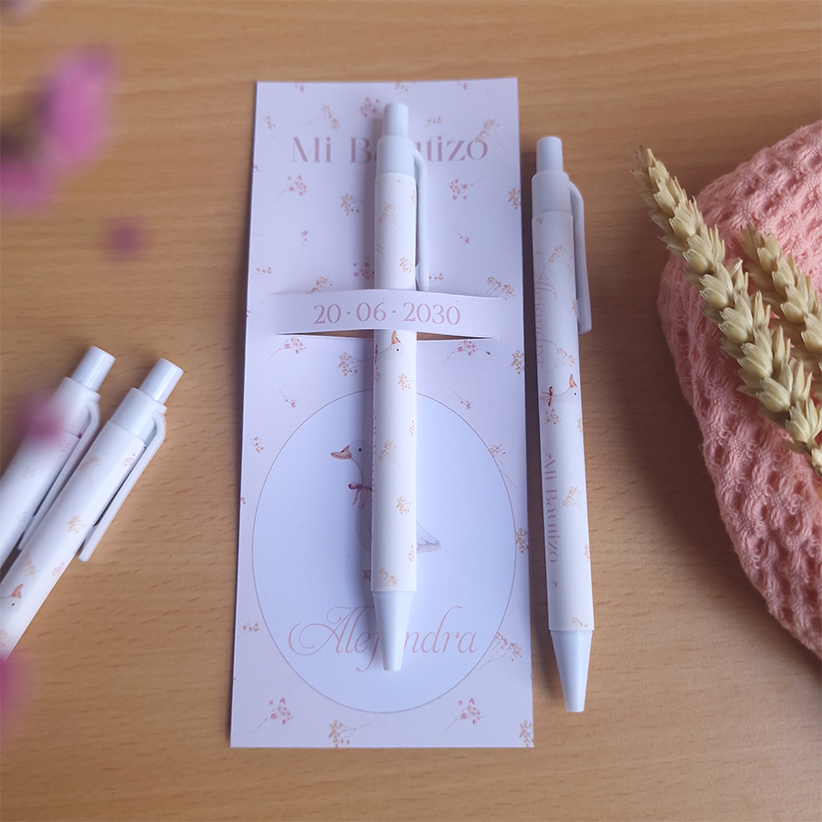 Bolígrafo personalizado con el diseño pequeña patita para bautizo