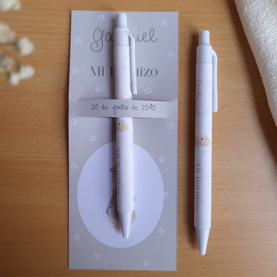 Bolígrafo personalizado con el diseño pequeño conejo para bautizo