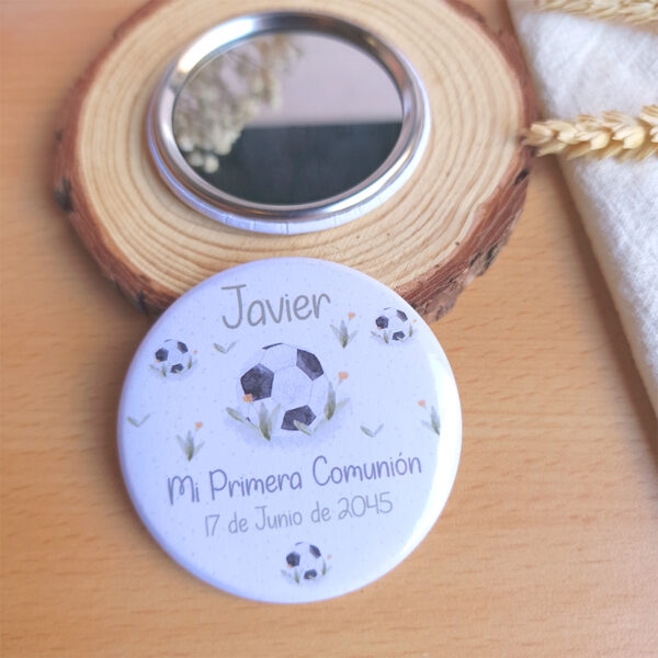 Espejo personalizado para comunión con el diseño futbol