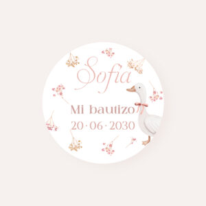 Pack Etiquetas y Pegatinas personalizadas para bautizo con el diseño pequeña patita