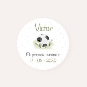 Pack Etiquetas y Pegatinas personalizadas para comunión con el diseño futbol