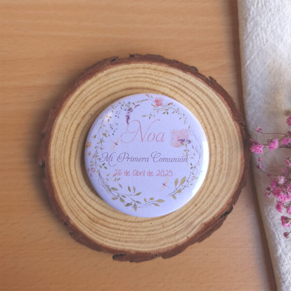 Diseño libelula del imán y espejo personalizado para comunión