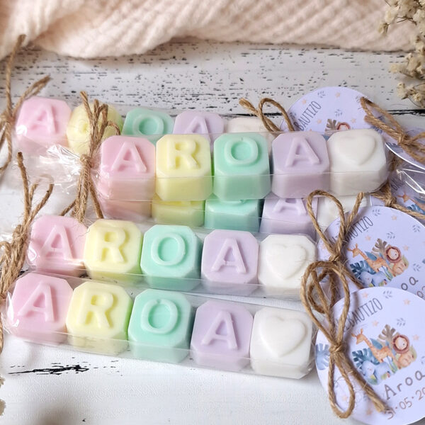 Jabones personalizados varios colores para bautizo o comunión