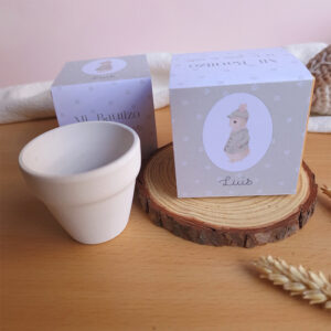 caja personalizada lateral del kit plantable diseño pequeño conejo para bautizo