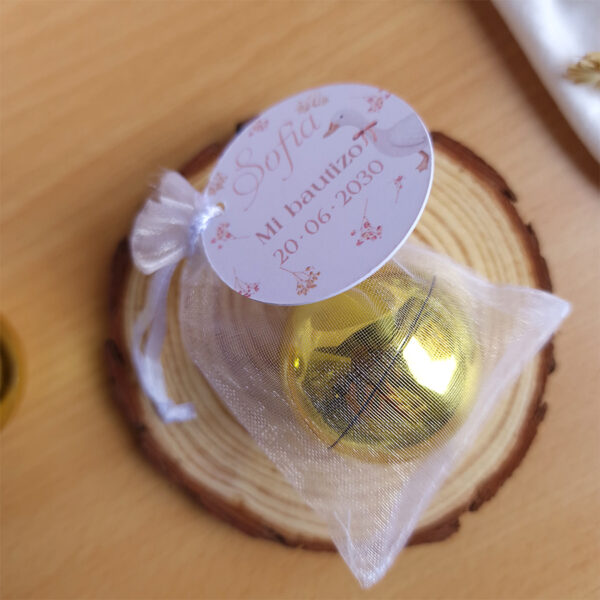 labial personalizado para bautizo o comunión presentado en bolsita de organza con etiqueta personalizada