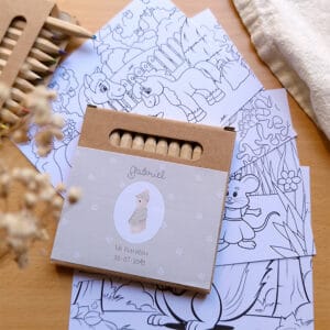 Pinturas personalizadas para bautizo con el diseño Pequeño Conejo