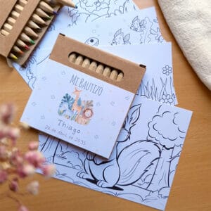 Pinturas personalizadas para bautizo con el diseño Safari