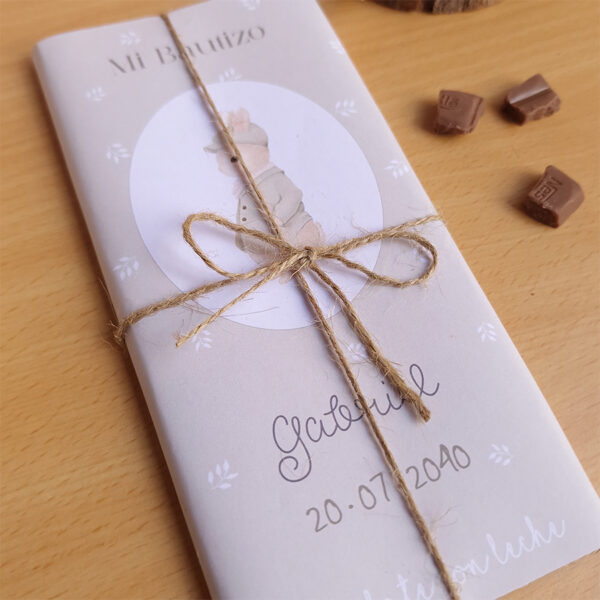 Tableta de chocolate personalizada bautizo diseño Pequeño conejo, Nestlé