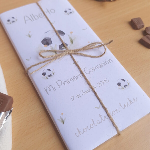 Tableta de chocolate personalizada comunión diseño fútbol, Nestlé
