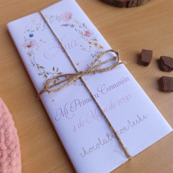 Tableta de chocolate personalizada bautizo diseño libélula, Nestlé