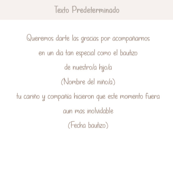 Texto predeterminado para los recordatorios de bautizo