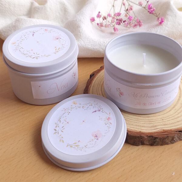 Velas personalizadas para comunión con el diseño libélula