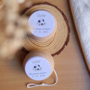 yoyo personalizado para primera comunión con el diseño fútbol