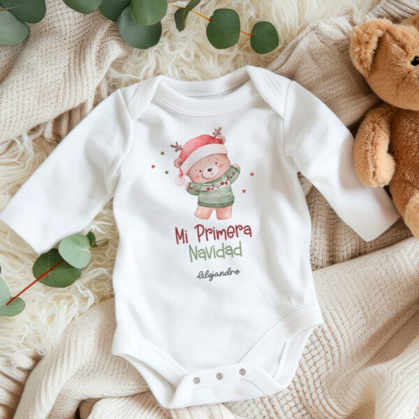 Body personalizado navideño con el diseño osito