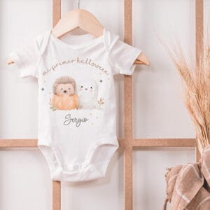 Body Personalizado de halloween para bebé con erizo y fantasmita