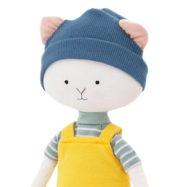 detalle de la cara del peluche Nicky el gato