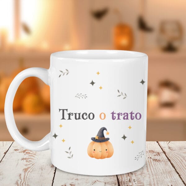 taza de cerámica personalizada truco o trato niña