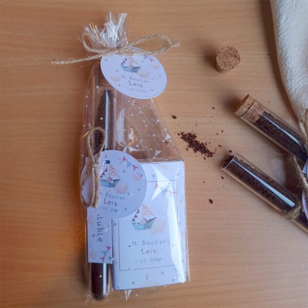 tubo mas chocolatina personalizada para bautizo o comunión