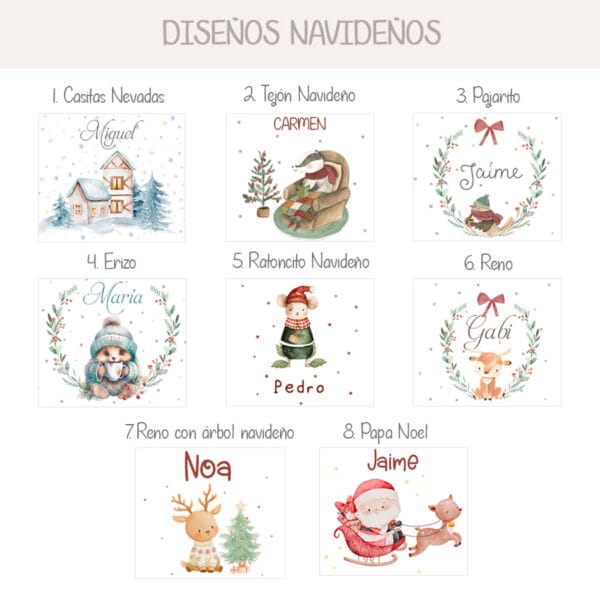 Diseños disponibles para personalizar el pack regalo de navidad