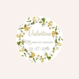 etiquetas pegatinas personalizadas para comunión con el diseño Margaritas Srta Lottie