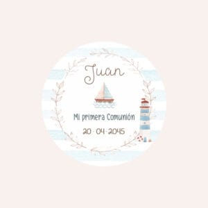 etiquetas pegatinas personalizadas para comunión con el diseño nautica