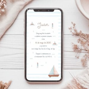 Invitación digital de comunión diseño Nautica