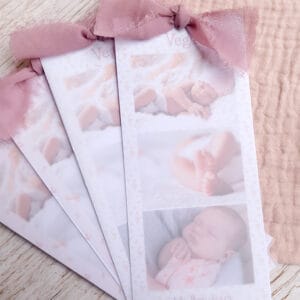 Recordatorio para bautizo tipo marcapáginas con foto personalizada